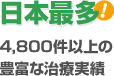 日本最多! 4,800件以上の豊富な治療実績